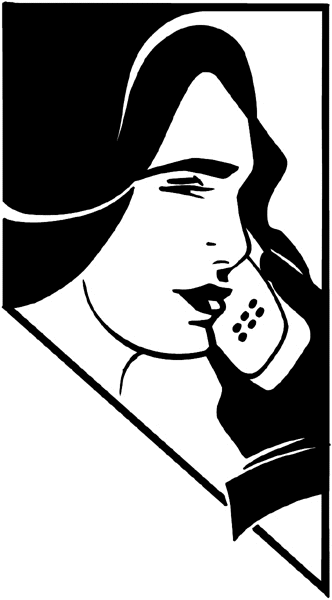 Sultry lady talking on telephone vinyl sticker. Telephone 091-0110